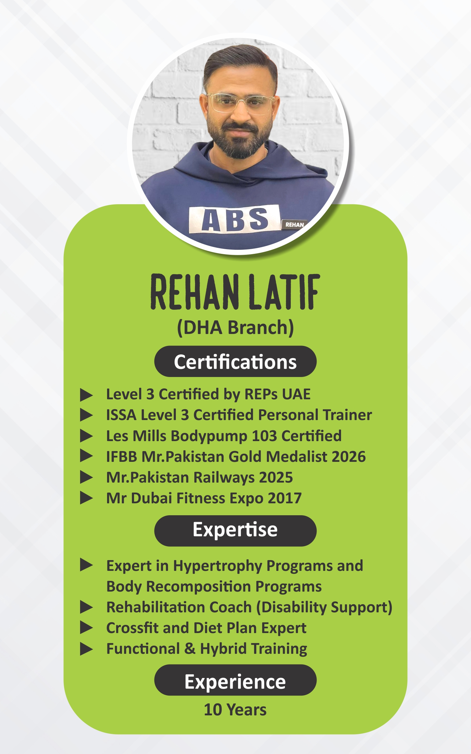 Rehan Latif — ABS Wellness Club Trainer